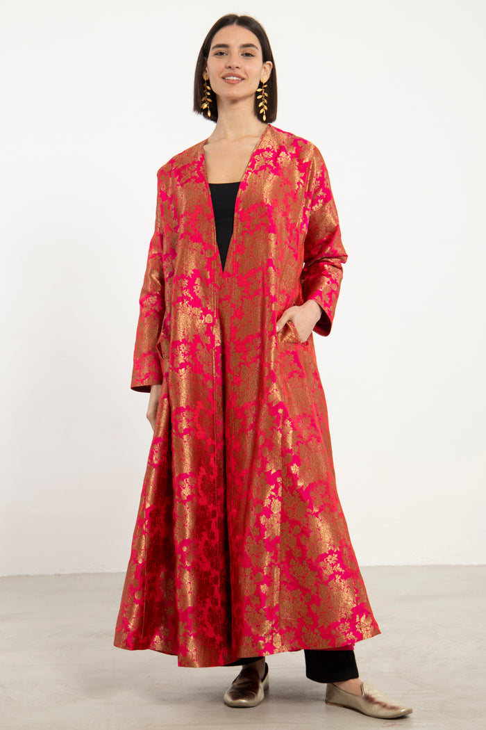 Malaki Silk Fuchsia Coat