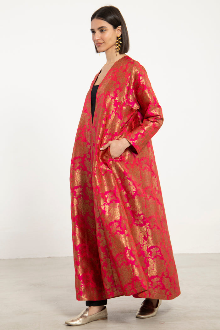 Malaki Silk Fuchsia Coat
