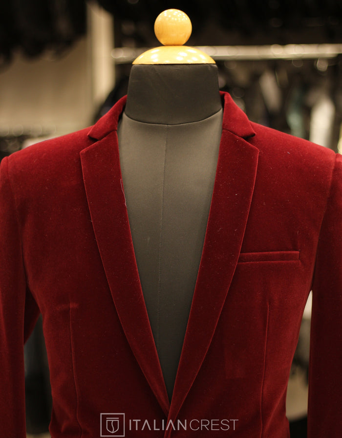 Maroon Suede/Velvet Blazer