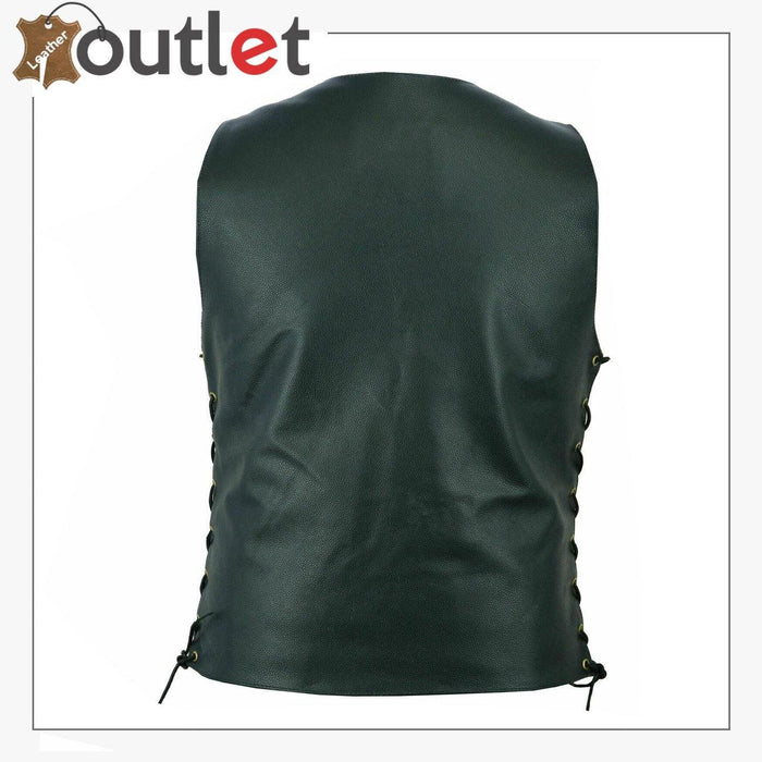 Men Black Genuine Leather Vest