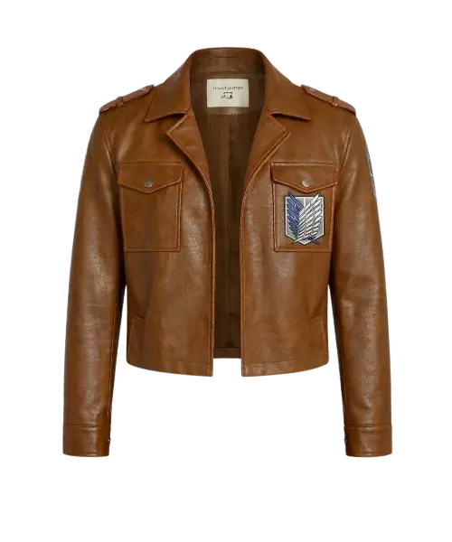 Attack on Titan Jacket for Men – Brown Leather Bomber Style