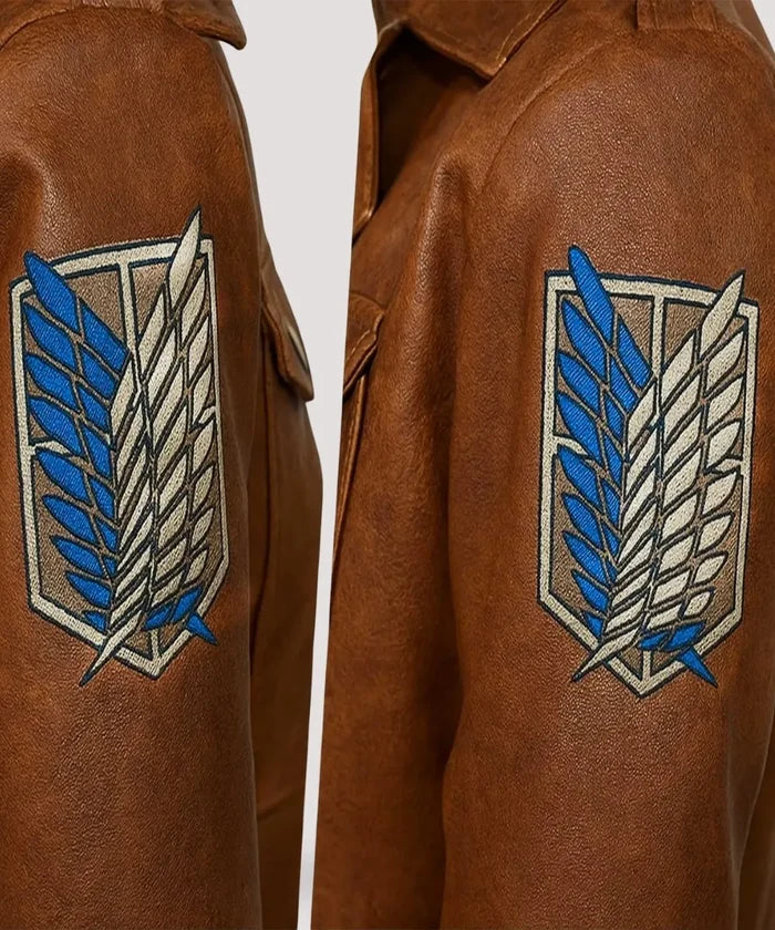 Attack on Titan Jacket for Men – Brown Leather Bomber Style