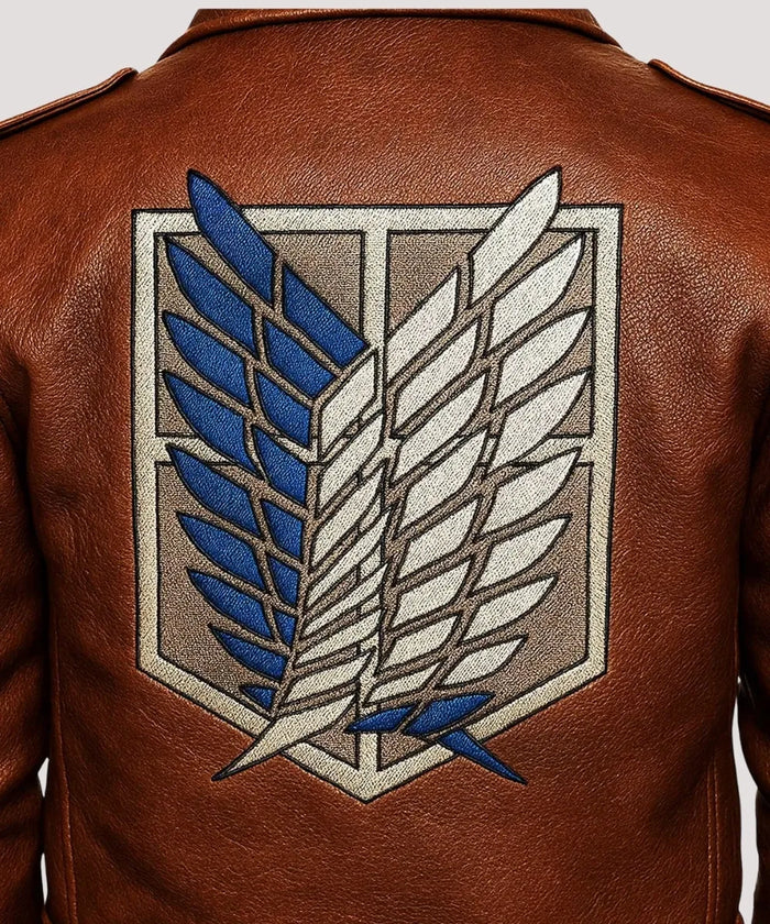 Attack on Titan Jacket for Men – Brown Leather Bomber Style