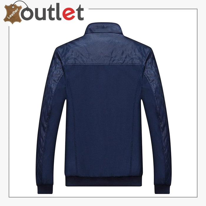 Mens Casual Stand Collar Slim PU Leather Bomber Jacket