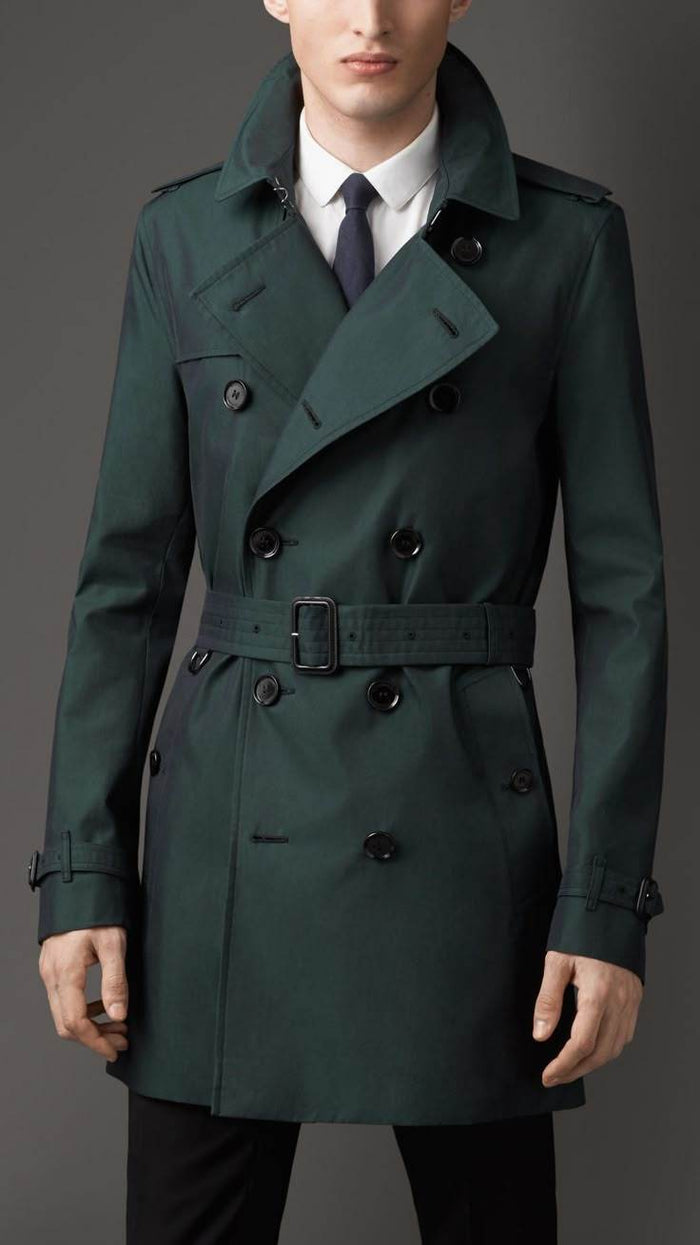 Mens Long Coat - Dark Green - Dubai Offers Today