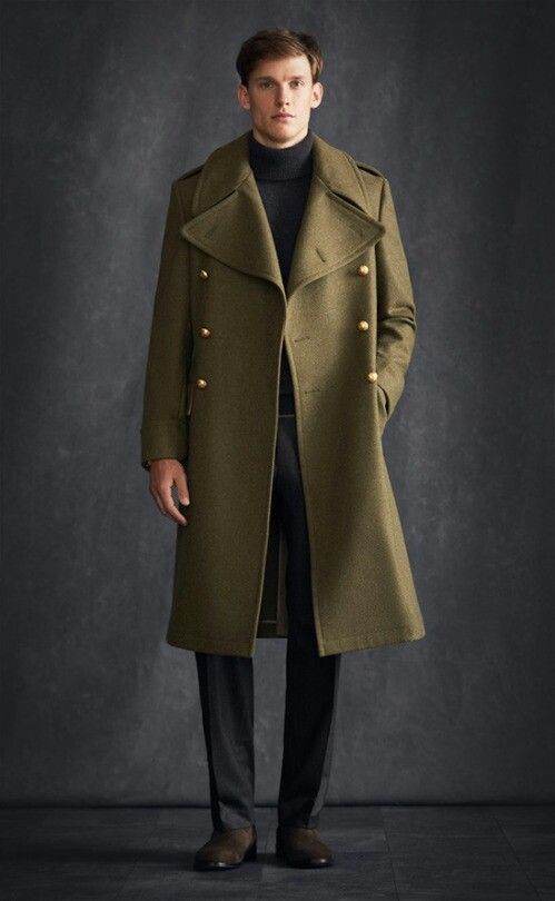 Mens Long Coat - Military Green - Dubai Offers Today