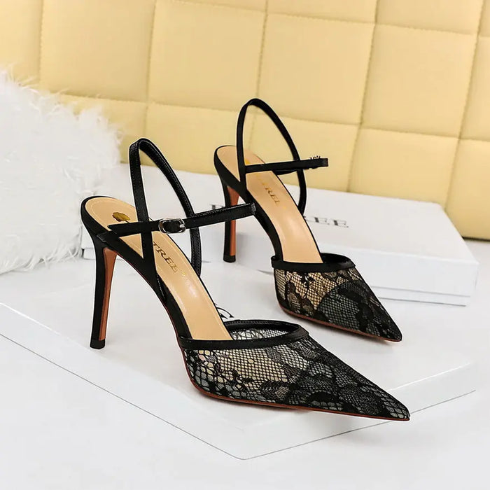 Sexy Mesh Lace Pointed Heels fashionnsio