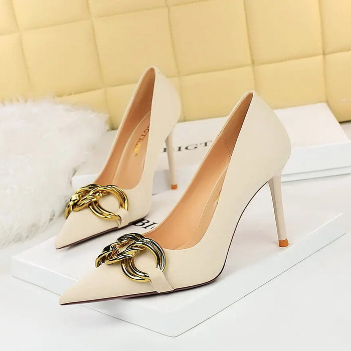 Metal Chain Pump Heels fashionnsio
