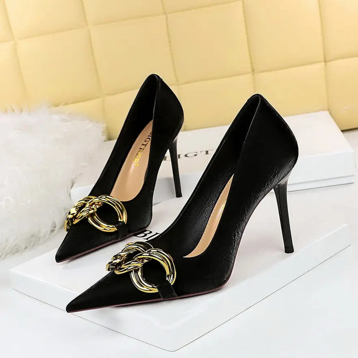 Metal Chain Pump Heels fashionnsio