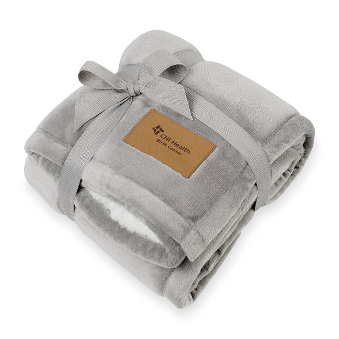 Minkie Sherpa Baby Blanket - Elephant | Custom Branded | Lemon Print