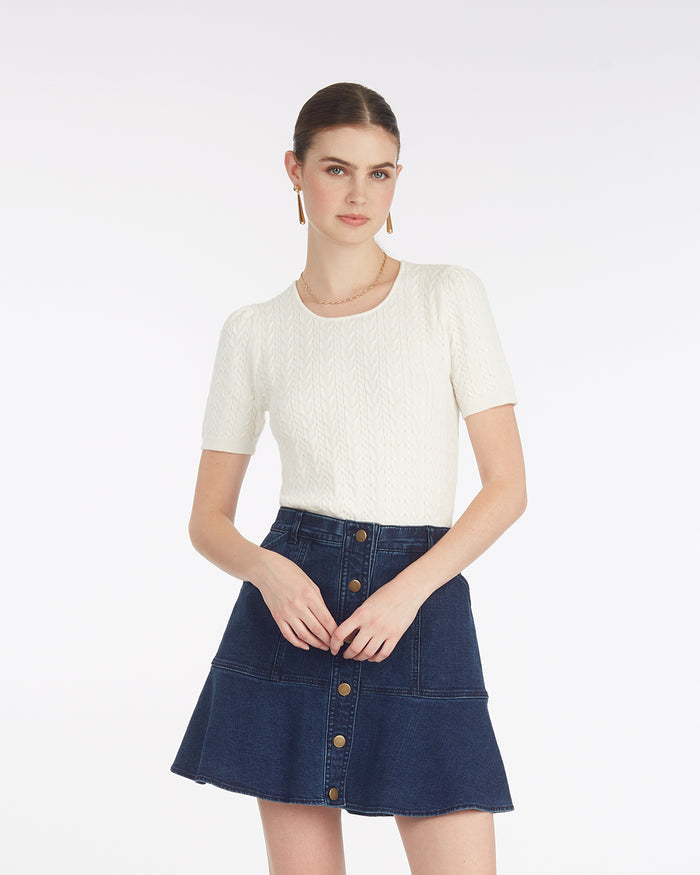 Mixed Cable Crewneck Sweater