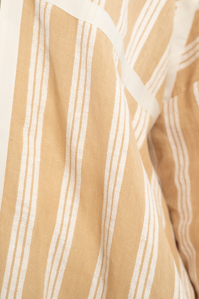 Moghrabieh Linen Beige Striped Abaya