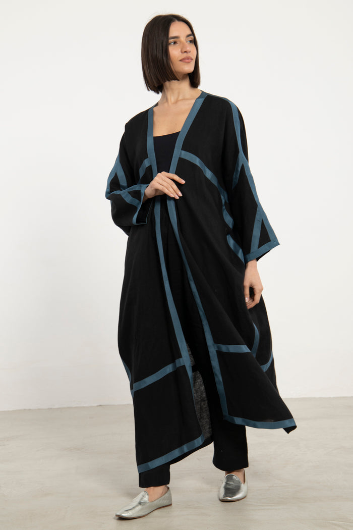 Moghrabieh Linen Black Abaya