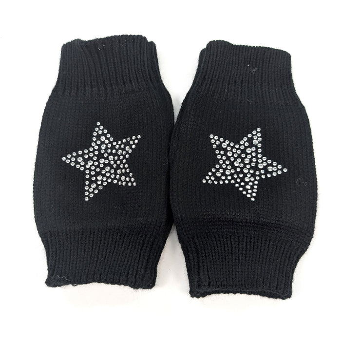 Monochrome Rose Gift Set – Scarf & Diamanté Star Fingerless Gloves
