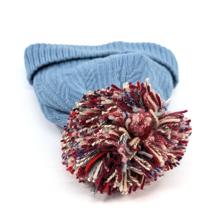 Multicoloured PomPom Knitted Hat - Denim Blue