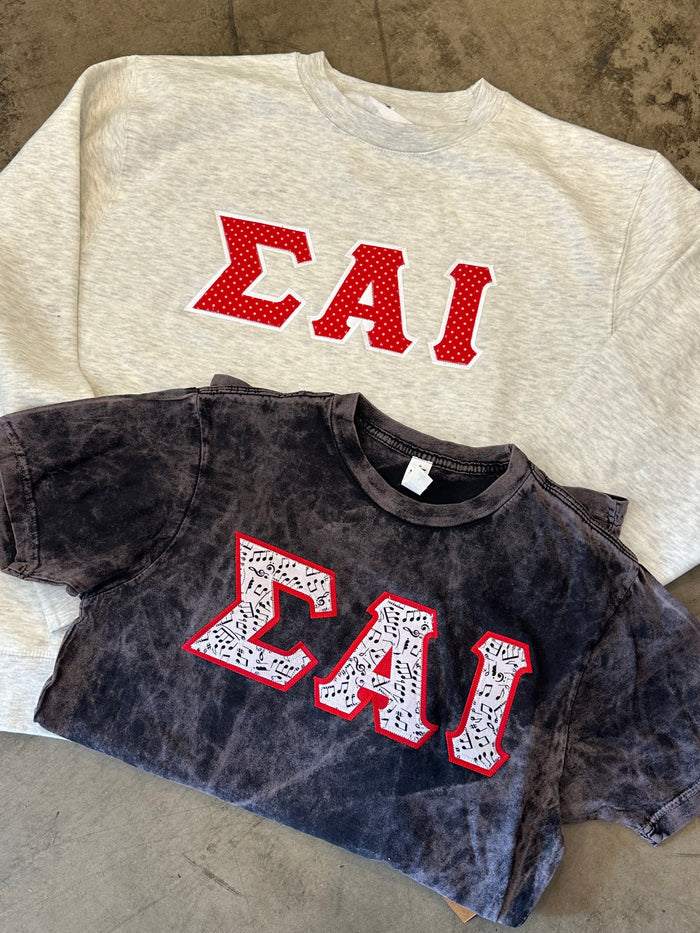 Music Greek - Stitched Fabric Letters