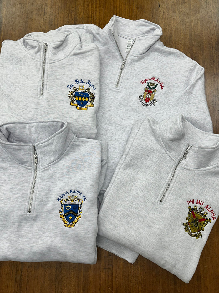 Music Greeks - 1/4 Zip Crest Sweatshirt