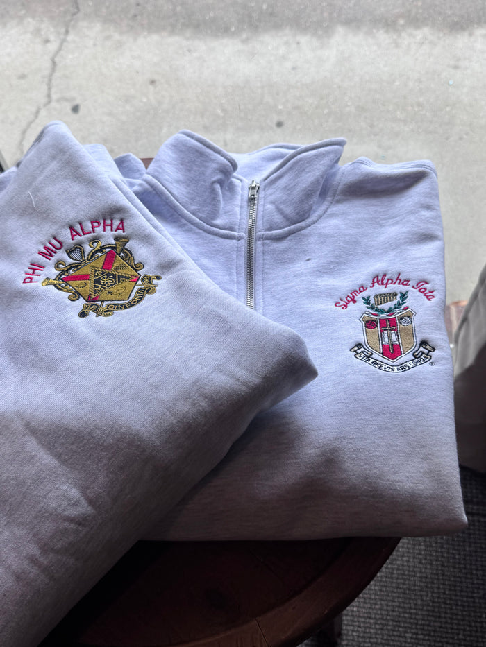 Music Greeks - 1/4 Zip Crest Sweatshirt