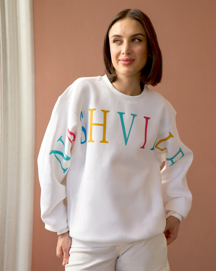 Nashville Crewneck Sweatshirt in Magnolia White Multi