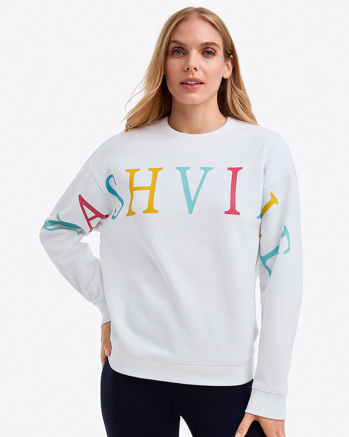 Nashville Crewneck Sweatshirt in Magnolia White Multi