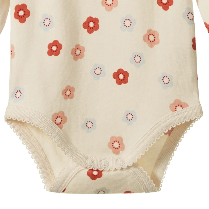 Nature Baby - Long Sleeve Bodysuit - Flora Stamp