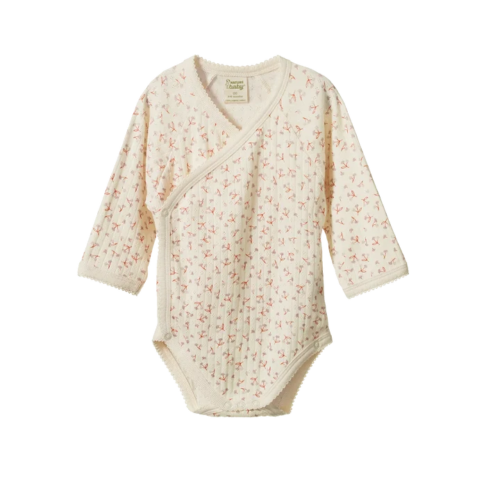 Nature Baby - L/S Kimono Bodysuit Pointelle - Dandelion