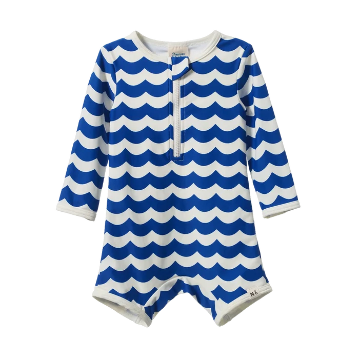 Nature Baby - One Piece Bathing Trunks - Waves Blue