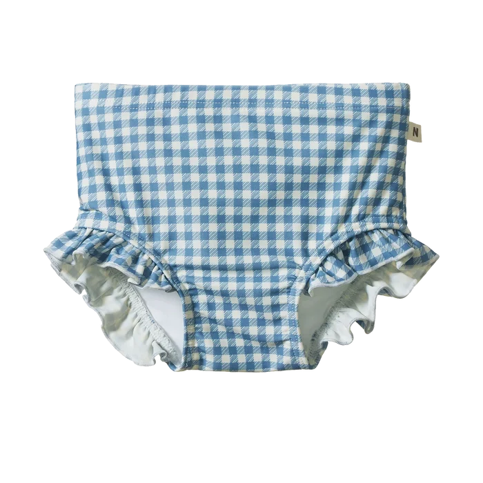 Nature Baby - Ruffle Swim Shorts - Blue Gingham