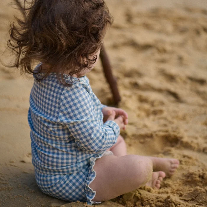 Nature Baby - Ruffle Swim Shorts - Blue Gingham