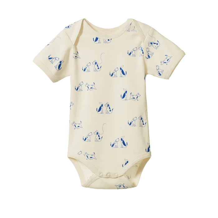 Nature Baby - Short Sleeve Bodysuit - Dog Walk Print