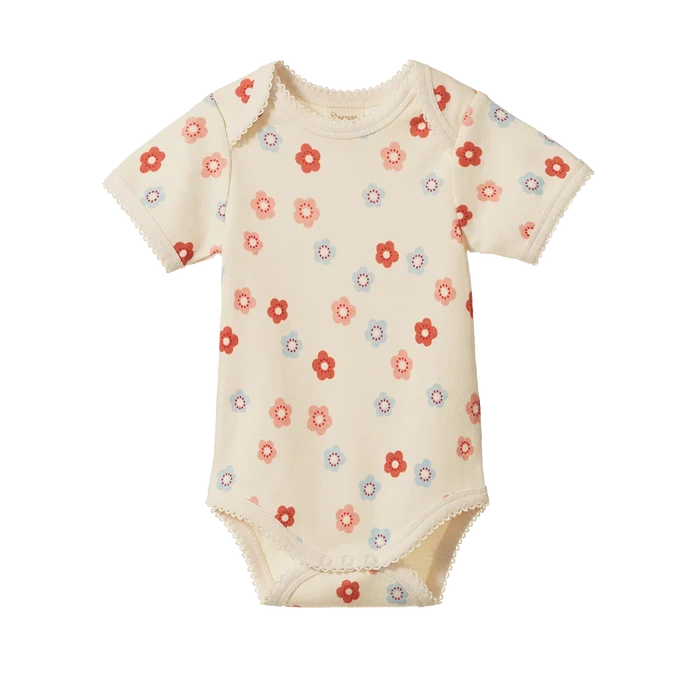 Nature Baby - Short Sleeve Bodysuit - Flora Stamp