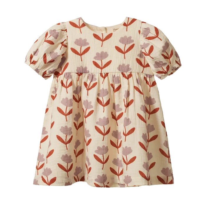 Nature Baby Albertine Dress Muslin - Fleurette Print