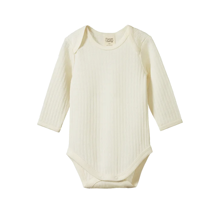 Nature Baby Mer Ess L/S  Bodysuit Pointelle - Natural
