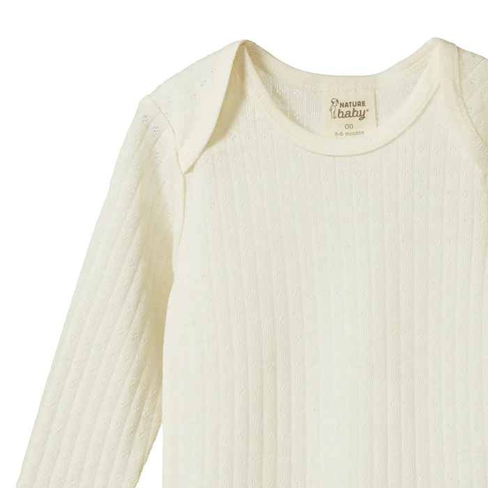 Nature Baby Mer Ess L/S  Bodysuit Pointelle - Natural