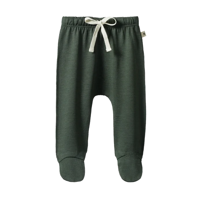 Nature Baby Merino Footed Romper - Thyme