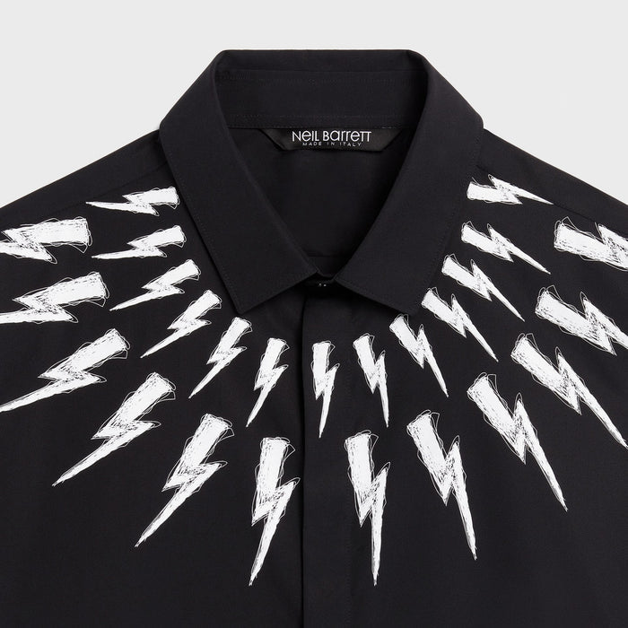 Neil Barrett - Fair-Isle Thunderbolt Shirt in Black - Nigel Clare