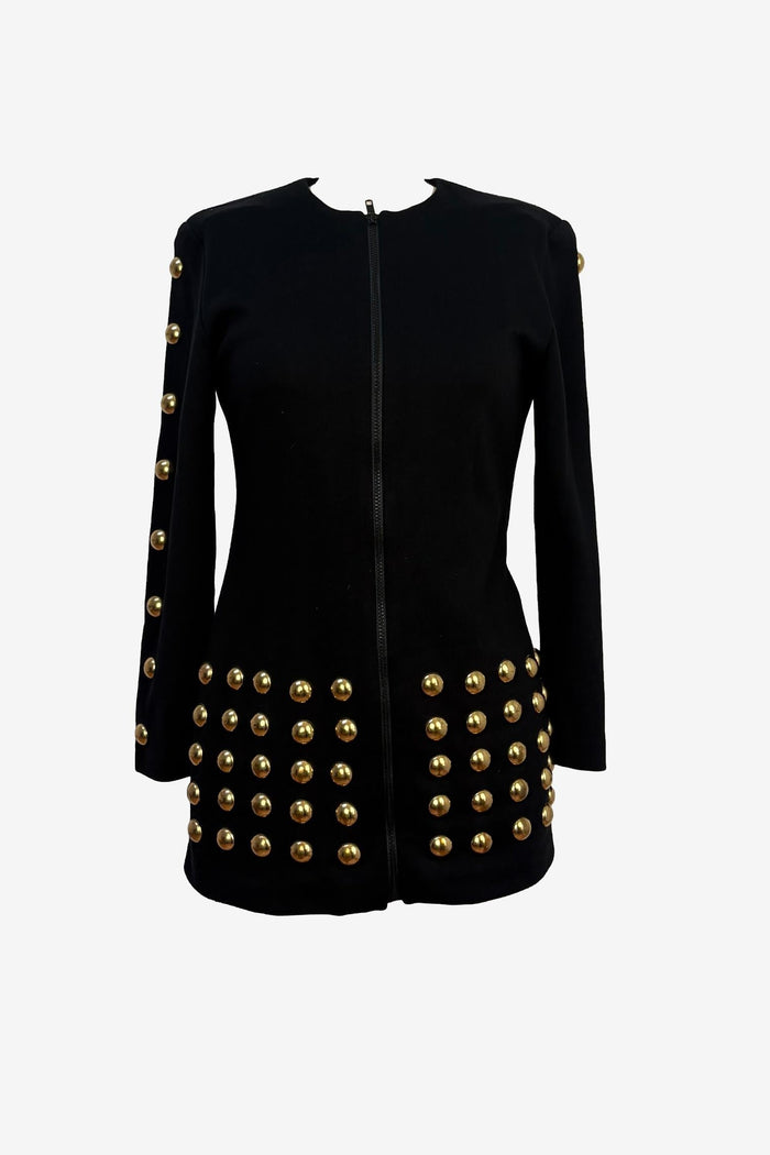 Nicole Studio Gold Stud Zip Front Cardigan
