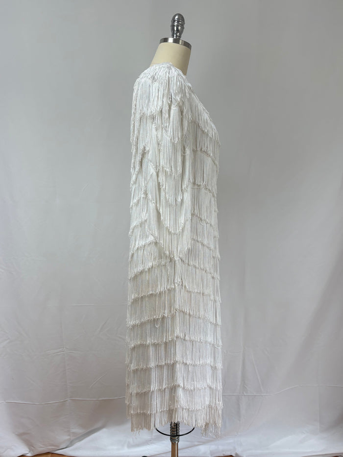 Night Moods by Samantha California White fringed party dress