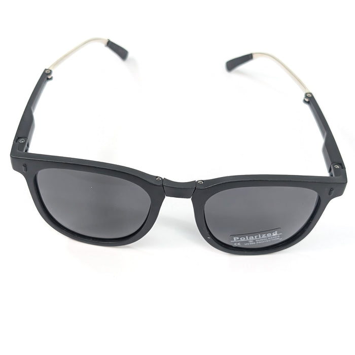 Noire - Metal Armed Foldable Sunglasses (with Case & Cleaner) - Black/Black