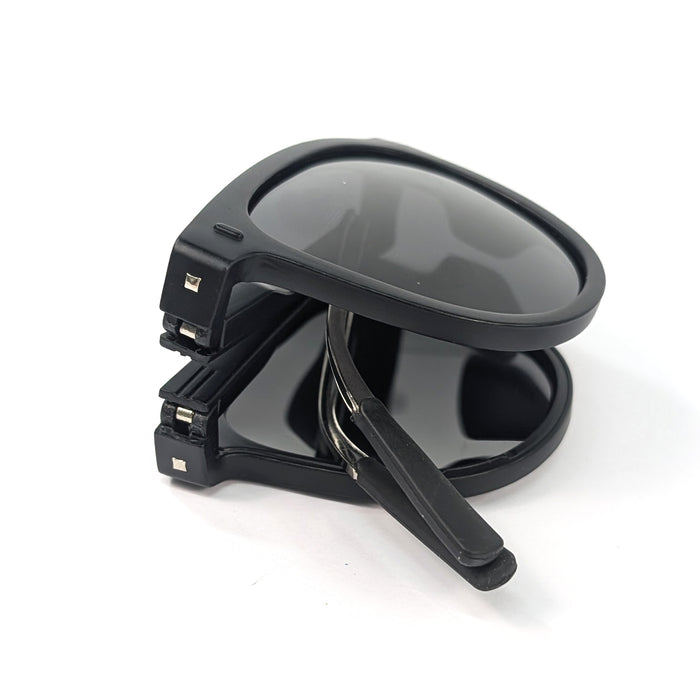 Noire - Metal Armed Foldable Sunglasses (with Case & Cleaner) - Black/Black