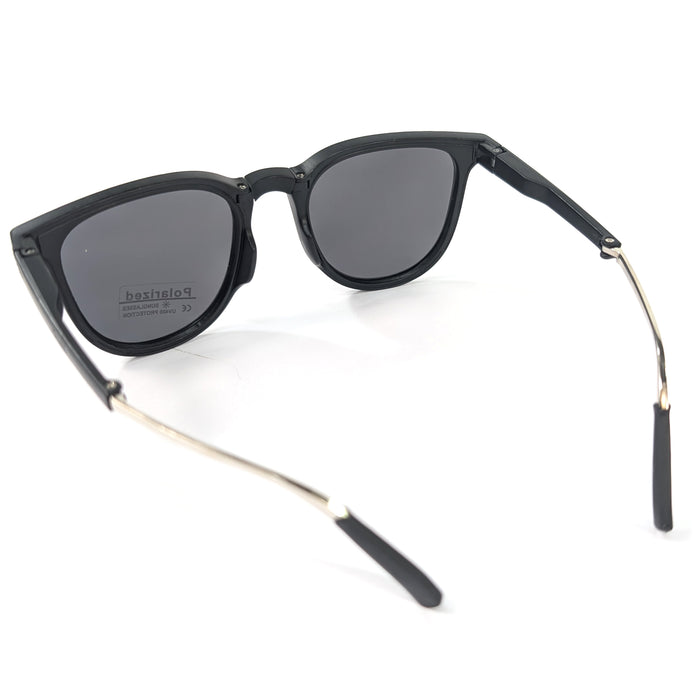 Noire - Metal Armed Foldable Sunglasses (with Case & Cleaner) - Black/Black