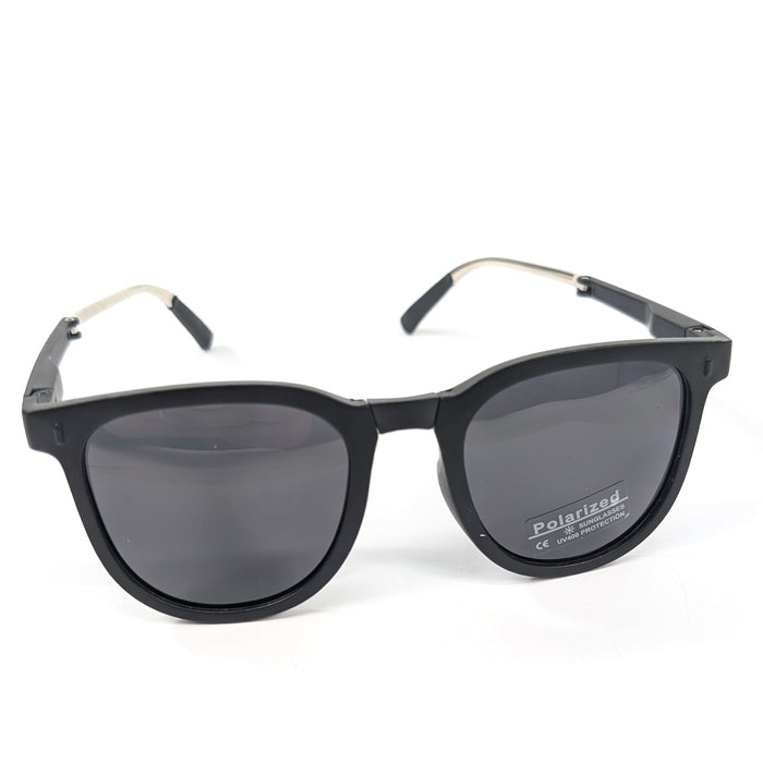 Noire - Metal Armed Foldable Sunglasses (with Case & Cleaner) - Black/Black