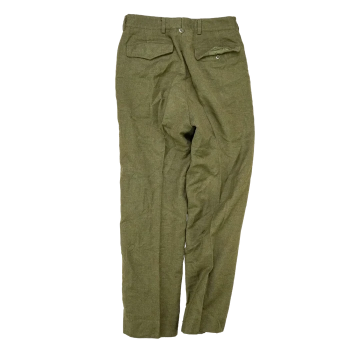 Norwegian Army Olive Wool Trousers - Small - Norwegian Army Surplus - Dress Trousers