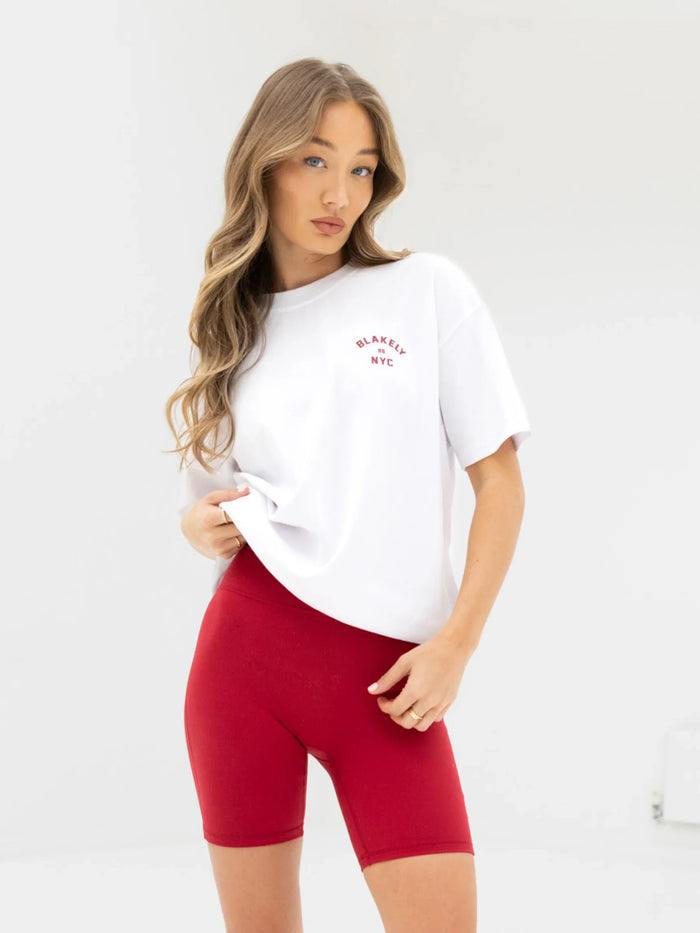 NYC Oversized T-Shirt - White & Cherry Red