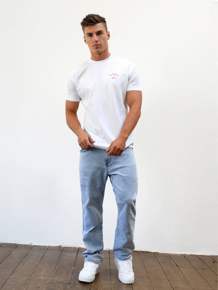 NYC Relaxed T-Shirt - White & Coral
