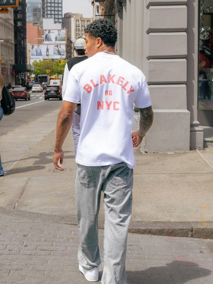 NYC Relaxed T-Shirt - White & Coral