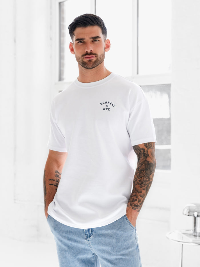 NYC Relaxed T-Shirt - White & True Navy