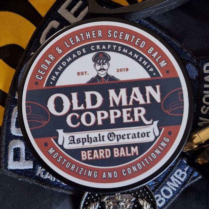 Old Man Copper "Asphalt Operator" Cedar Leather Beard Balm 4 oz