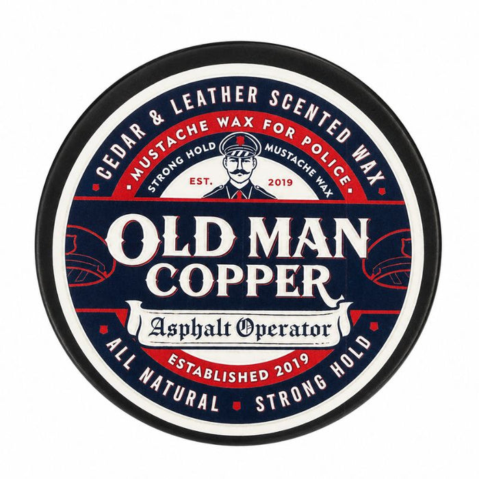 Old Man Copper "Asphalt Operator" Cedar Leather Mustache Wax 1 oz