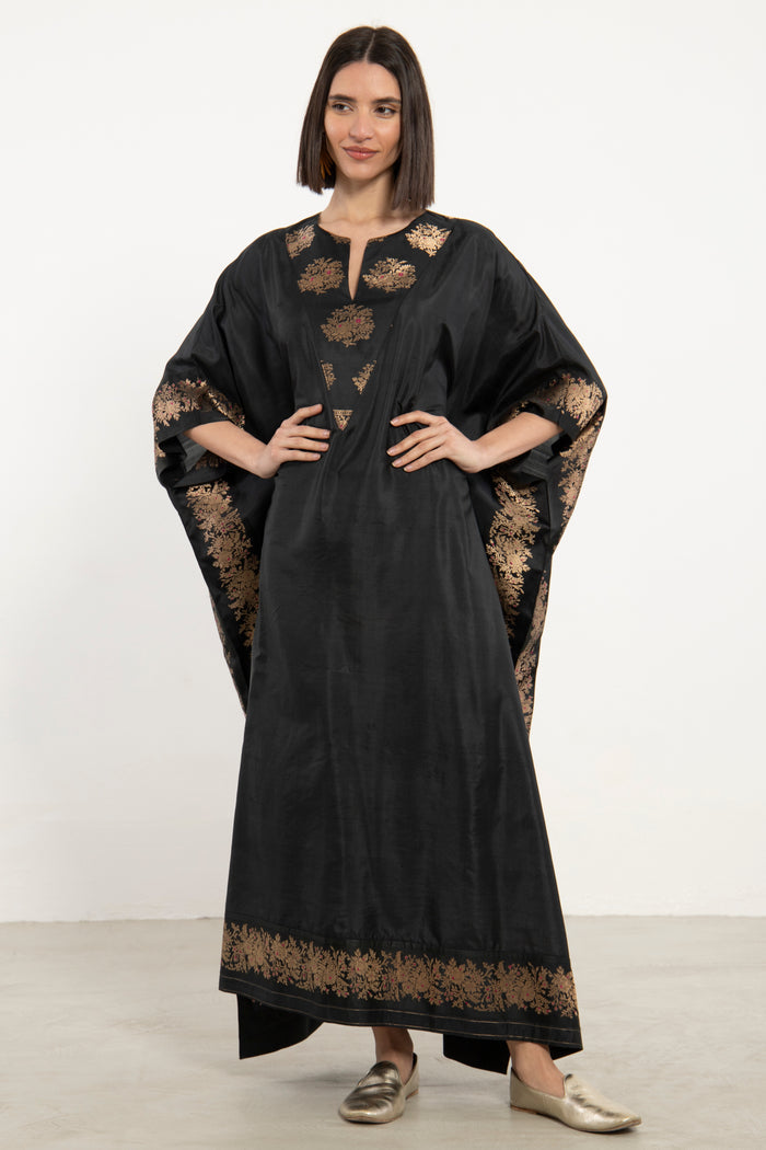 One-Of-a-Kind Tamara Silk Black Kaftan